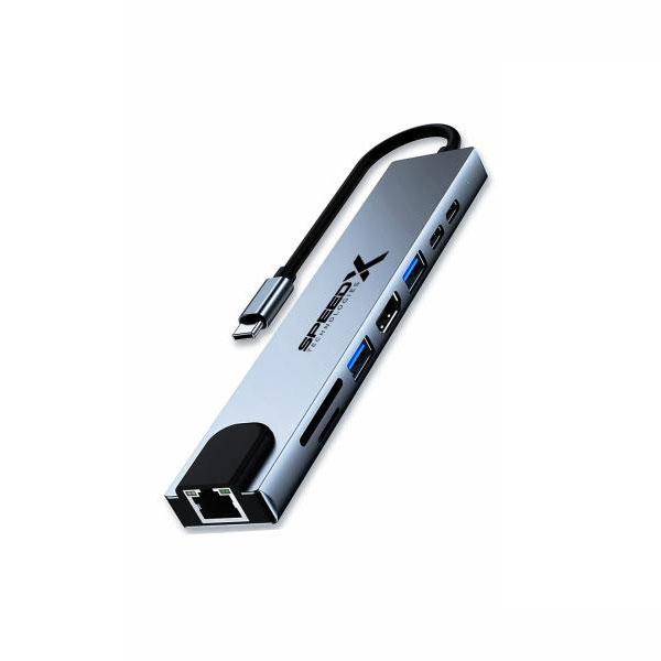 SPEEDX (SP-TC801) 8 IN 1 MULTI-PORT TYPE C 4K HDMI USB 3.0 CONVERTER Good IC Big Packing