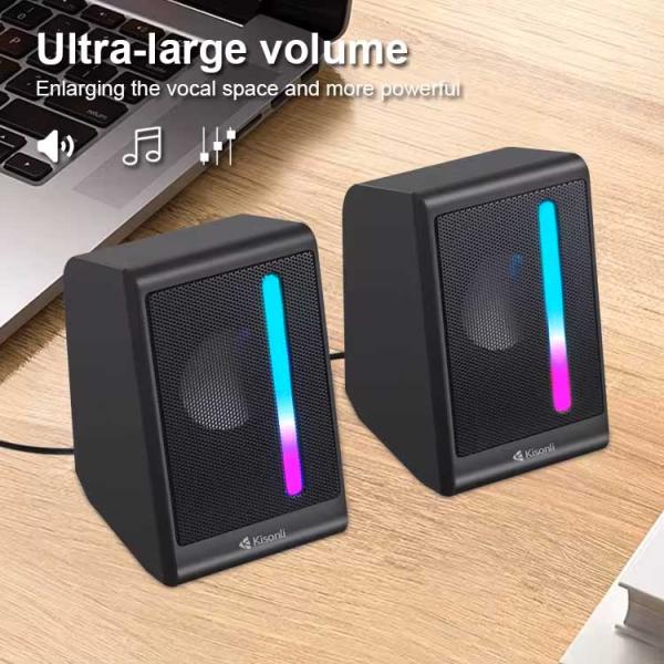 KISONLI X16 MINI USB 2.0 PORTABLE SPEAKER FOR LAPTOP PC WITH RGB LIGHT - Image 2