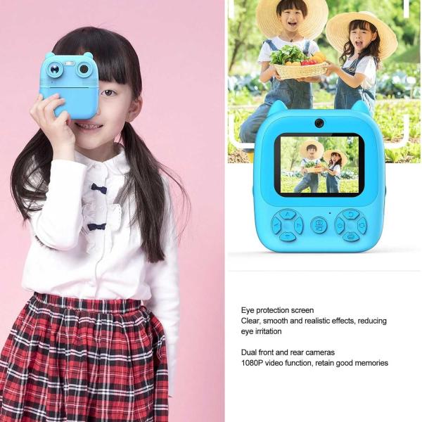D8S CHILDRENS TIME FRONT/BACK REAR HD DIGITAL THERMAL PRINT CAMERA 1080P 48MP BLUE - Image 2