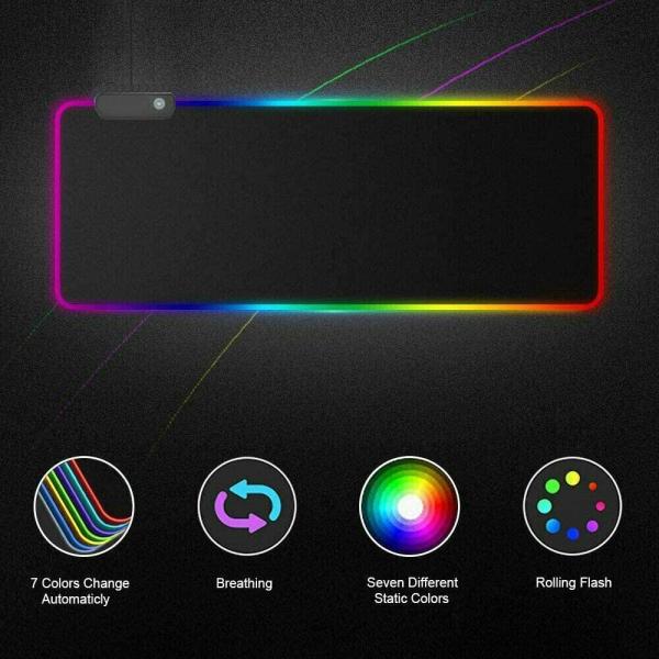 Rgb Gaming Mouse Pad Large (800×300×4mm) Led Mousepad With Non-Slip Rubber Base Soft Pad - Image 2