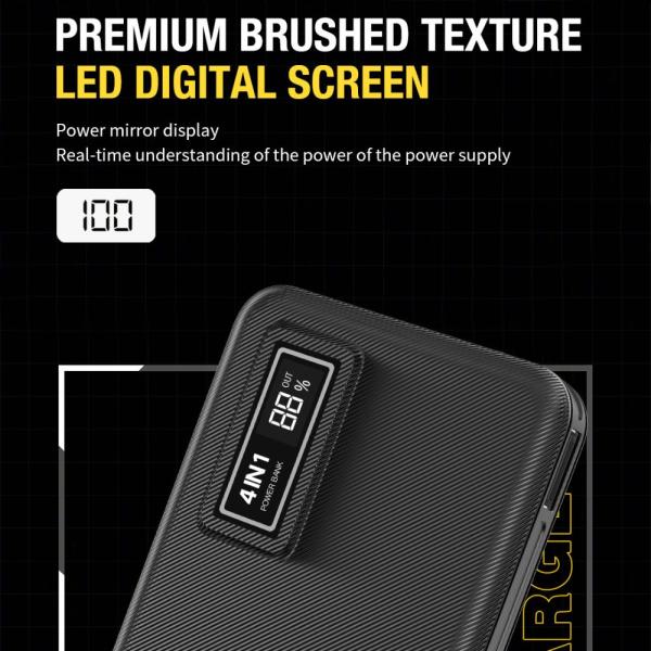 ASPOR A300 POWER BANK ORIGINAL 10000MAH LI-POLYMER BATTERY 4 IN1 POWER BANK BLACK - Image 2
