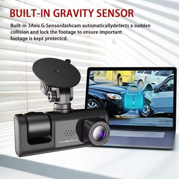 Y16 3 CHANNEL DASH CAM HD 1080P (170° ULTRA-WIDE-ANGLE A+ LENS) FRONT REAR VIDEO - Image 2