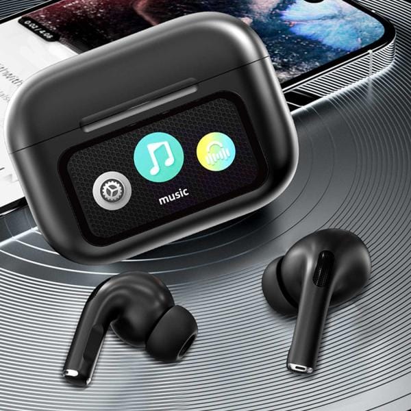 A9 PRO APP ANC/ENC DISPLAY TOUCH CONTROL BT 5.4 Wireless EARBUDS WITH ZWSVIBE APP BLACK - Image 2