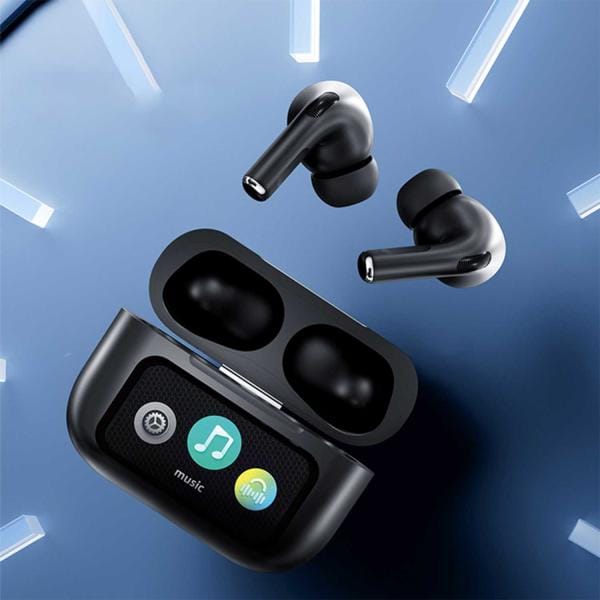 A9 PRO APP ANC/ENC DISPLAY TOUCH CONTROL BT 5.4 Wireless EARBUDS WITH ZWSVIBE APP BLACK - Image 3