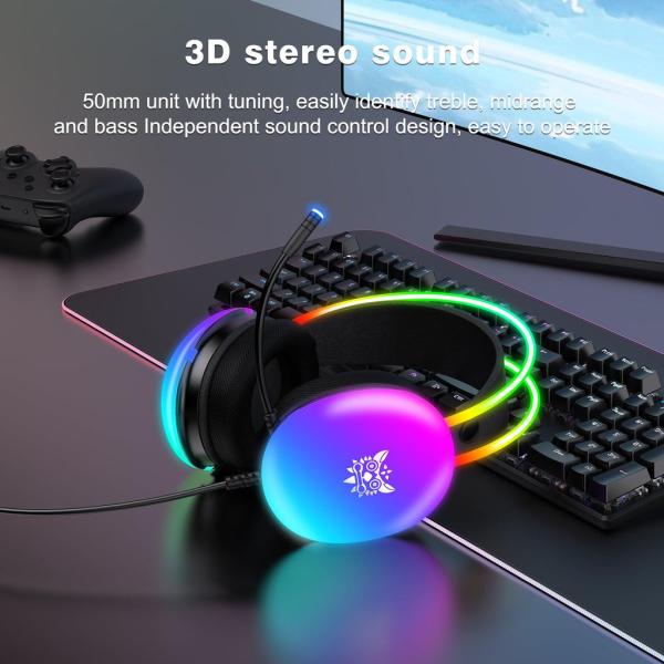 ONIKUMA-X25 PRO RGB HEAD BEAM WITH MIC 3.5MM DURABLE STEREO SURROUND GAMING HEADSET BLACK - Image 3
