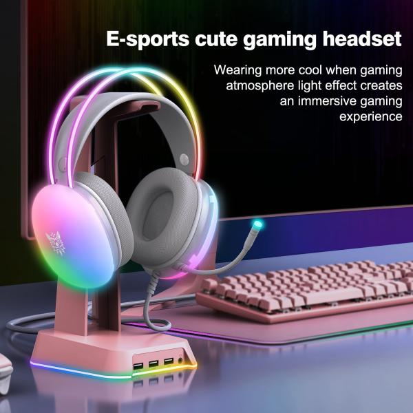 ONIKUMA-X25 PRO RGB HEAD BEAM WITH MIC 3.5MM DURABLE STEREO SURROUND GAMING HEADSET WHITE - Image 3