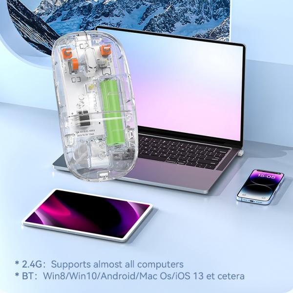 NEW TRANSPARENT WIRELESS+BLUETOOTH DUAL-MODE RECHARGEABLE MOUSE - Image 3