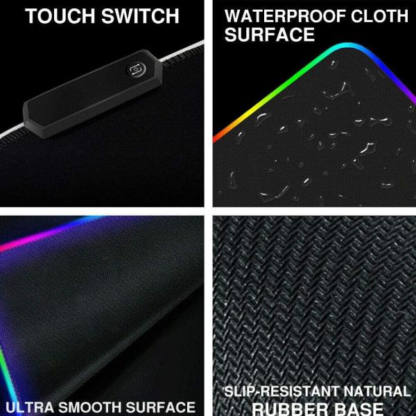 Rgb Gaming Mouse Pad Large (800×300×4mm) Led Mousepad With Non-Slip Rubber Base Soft Pad - Image 3