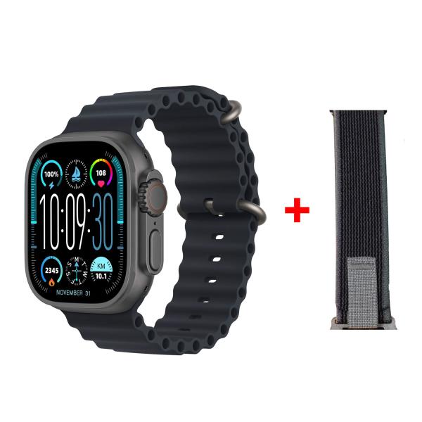 HK10 ULTRA 3 2.02 AMOLED DISPLAY G-SENSOR AI FEATURES WITH WEARFIT PRO APP 2 STRAPS BLACK - Image 3