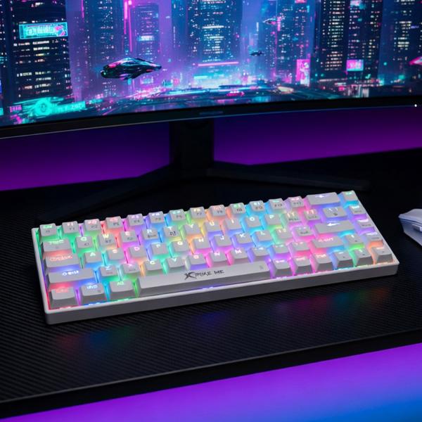 XTRIKE ME GK-995W WH 68 KEYS WIRELESS 2.4G BT5.2 TRI MODE GAMING MECHANICAL KEYBOARD WHITE - Image 3