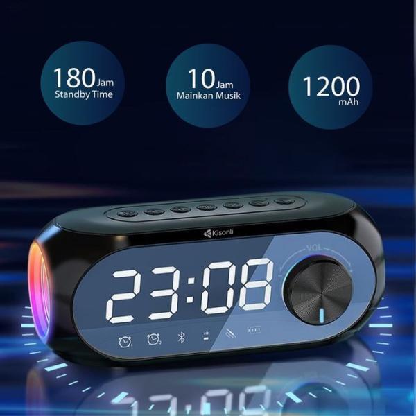 KISONLI LP-2S RGB SPEAKER ALARM CLOCK BLUETOOTH 5.0 TF-CARD FOR MOBILE - Image 4