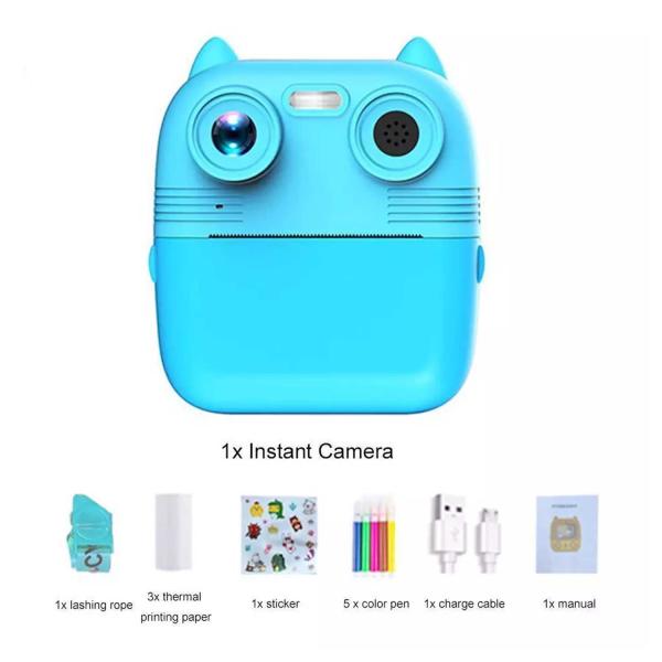 D8S CHILDRENS TIME FRONT/BACK REAR HD DIGITAL THERMAL PRINT CAMERA 1080P 48MP BLUE - Image 4