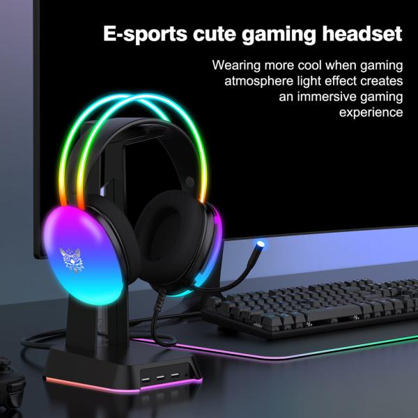 ONIKUMA-X25 PRO RGB HEAD BEAM WITH MIC 3.5MM DURABLE STEREO SURROUND GAMING HEADSET BLACK - Image 4