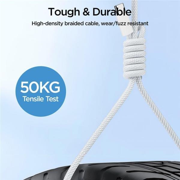 S-A45 BEN SERIES BRAIDED 60W FAST CHARGING DATA CABLE (TYPE-C TO TYPE-C) 1M-WHITE - Image 4