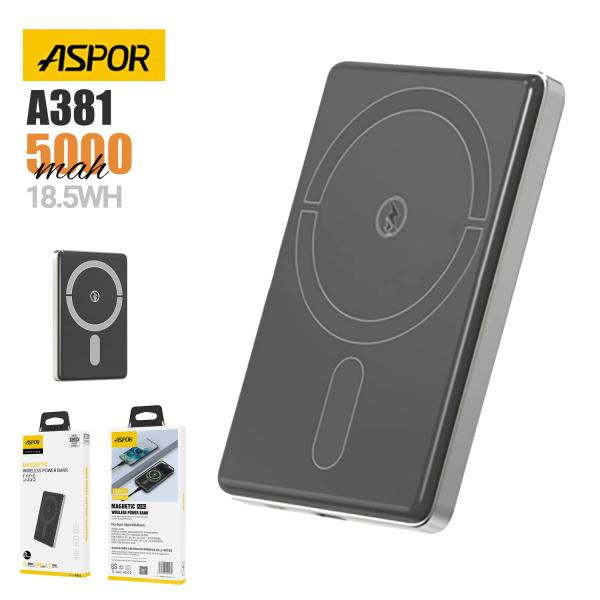 ASPOR A381 MAGNETIC PORTABLE MINI 5000MAH WIRELESS POWER BANK - Image 4