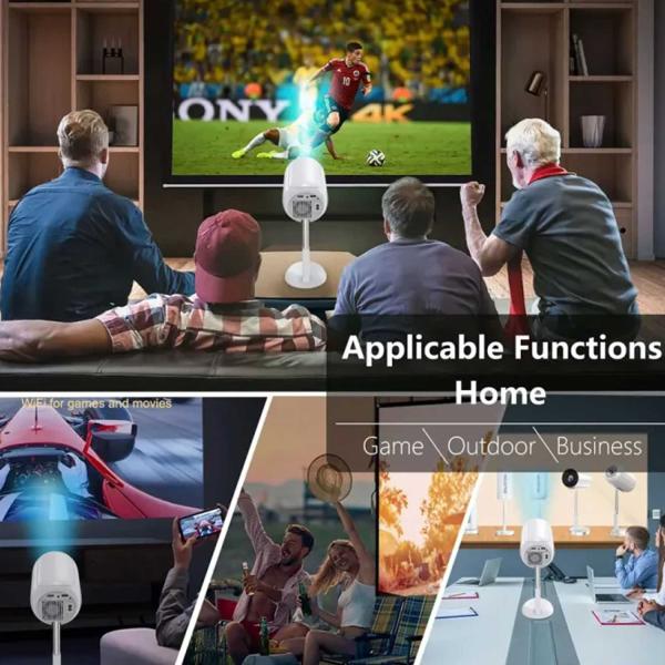 TS-6 YJMOYE PORTABLE PROJECTOR 2GB+16GB ANDROID11.0 SMART HD 4K MINI PROJECTORS GIMBAL COMES WITH HIDDEN LIFT - Image 4