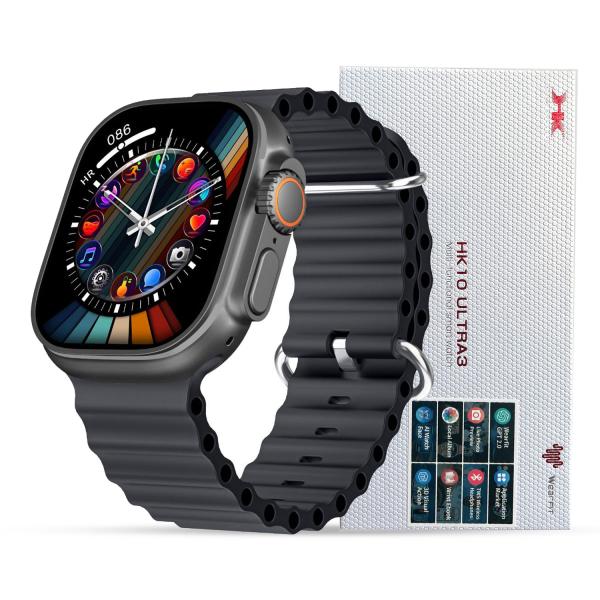 HK10 ULTRA 3 2.02 AMOLED DISPLAY G-SENSOR AI FEATURES WITH WEARFIT PRO APP 2 STRAPS BLACK - Image 4