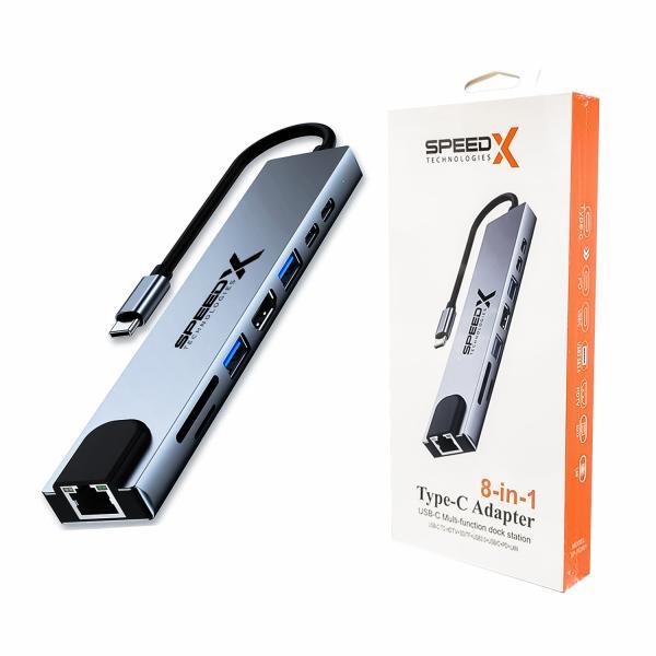 SPEEDX (SP-TC801) 8 IN 1 MULTI-PORT TYPE C 4K HDMI USB 3.0 CONVERTER Good IC Big Packing - Image 4