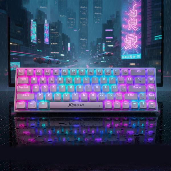 XTRIKE ME GK-995W WH 68 KEYS WIRELESS 2.4G BT5.2 TRI MODE GAMING MECHANICAL KEYBOARD WHITE - Image 4