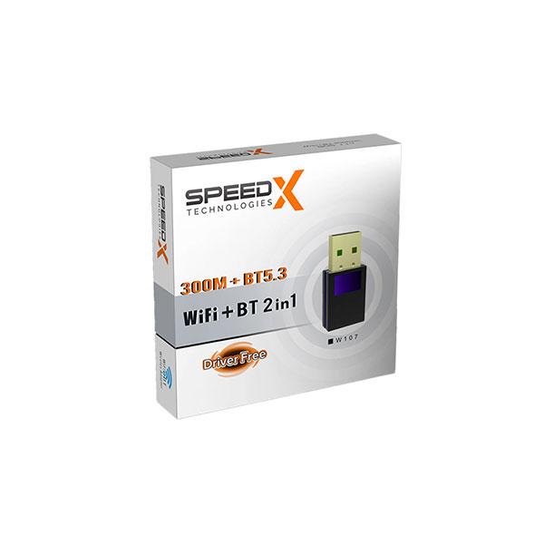 SPEEDX ALFA W107 (2-IN-1) WIFI + BLUETOOTH 5.3 USB ADAPTER 300MBPS PLUG & PLAY