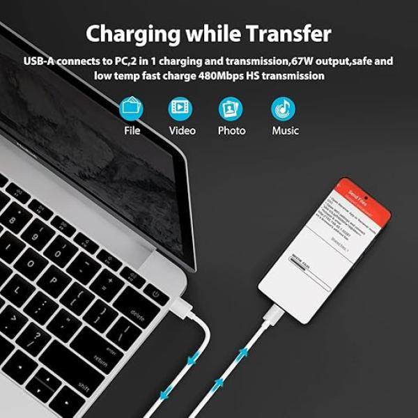 XIAOMI 67W EU PLUG QC3.0 FAST QUICK WALL TURBO CHARGER WITH CABLE - Image 3