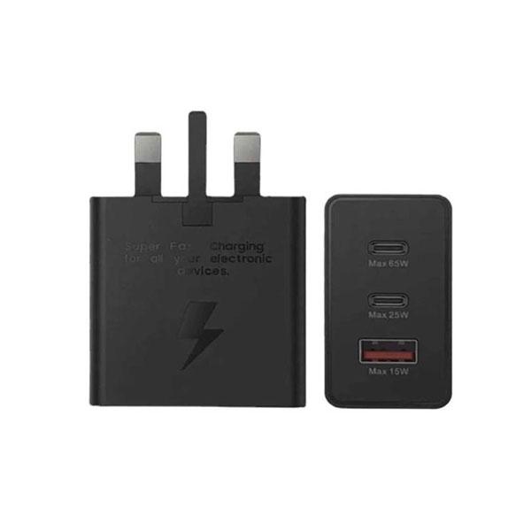 65W SAMSUNG UK PIN PD POWER ADAPTOR TRIO USB C x 2PORTS, USB-A PORT