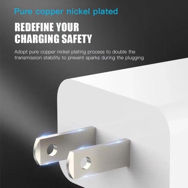 IPHONE USB-C PD 20W POWER ADAPTER CHARGER 2 PIN (USA PIN) WITH CABLE - Image 2