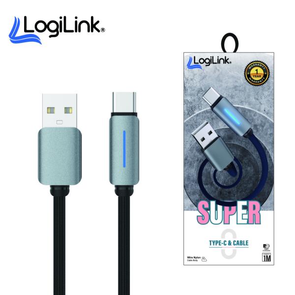 LOGILINK USB TO TYPE C NYLON FAST CHARGING DATA CABLE WITH LIGHT 1M (1 YEAR WARRANTY) - Image 2