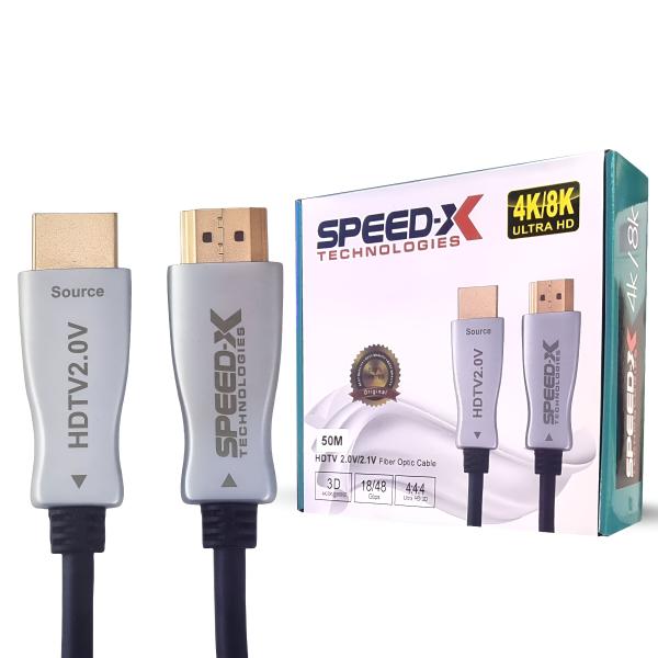 SPEED-X 50M FIBER HDMI CABLE 2.0/2.1 AOC(ACTIVE OPTICAL CABLE) 30AWG COPPER SUPPORT 4K 8K UHD (FULL LENGTH) - Image 3