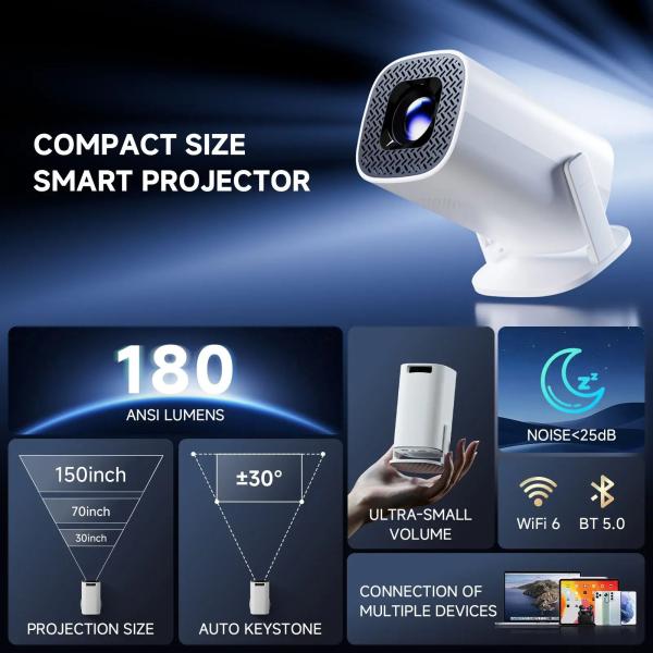 SMART PROJECTOR P30 PRO 1080p (180 Ansi) Mini 4k Android 14.0 Dual Wifi 6.0 And Bluetooth 1gb+8gb - Image 2