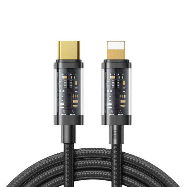 JOYROOM S-Cl020a12 Type-C To Lightning 30w Data Cable 1.2m Transparent Nylon Black